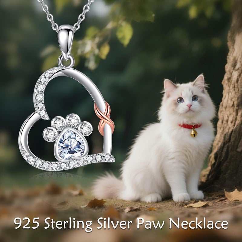 ONEFINITY Store Paw Print Necklace 925 Sterling Silver Cat Dog Paw Pendant Jewelry for Women Pet Lover Gifts - Image 5