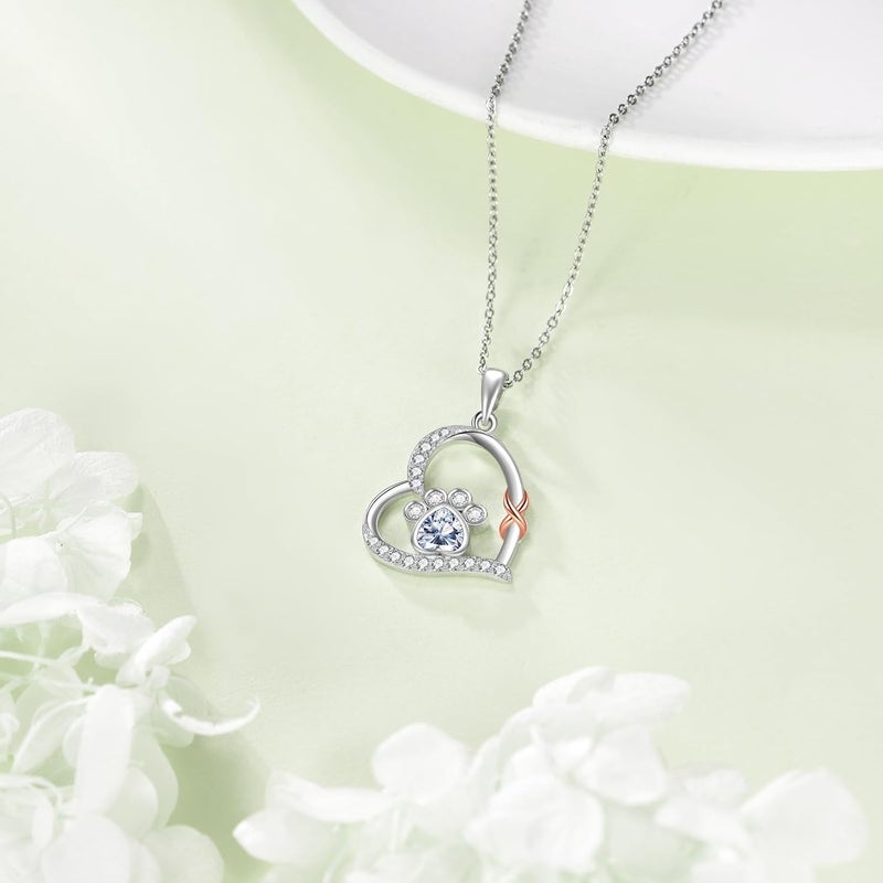 ONEFINITY Store Paw Print Necklace 925 Sterling Silver Cat Dog Paw Pendant Jewelry for Women Pet Lover Gifts - Image 4