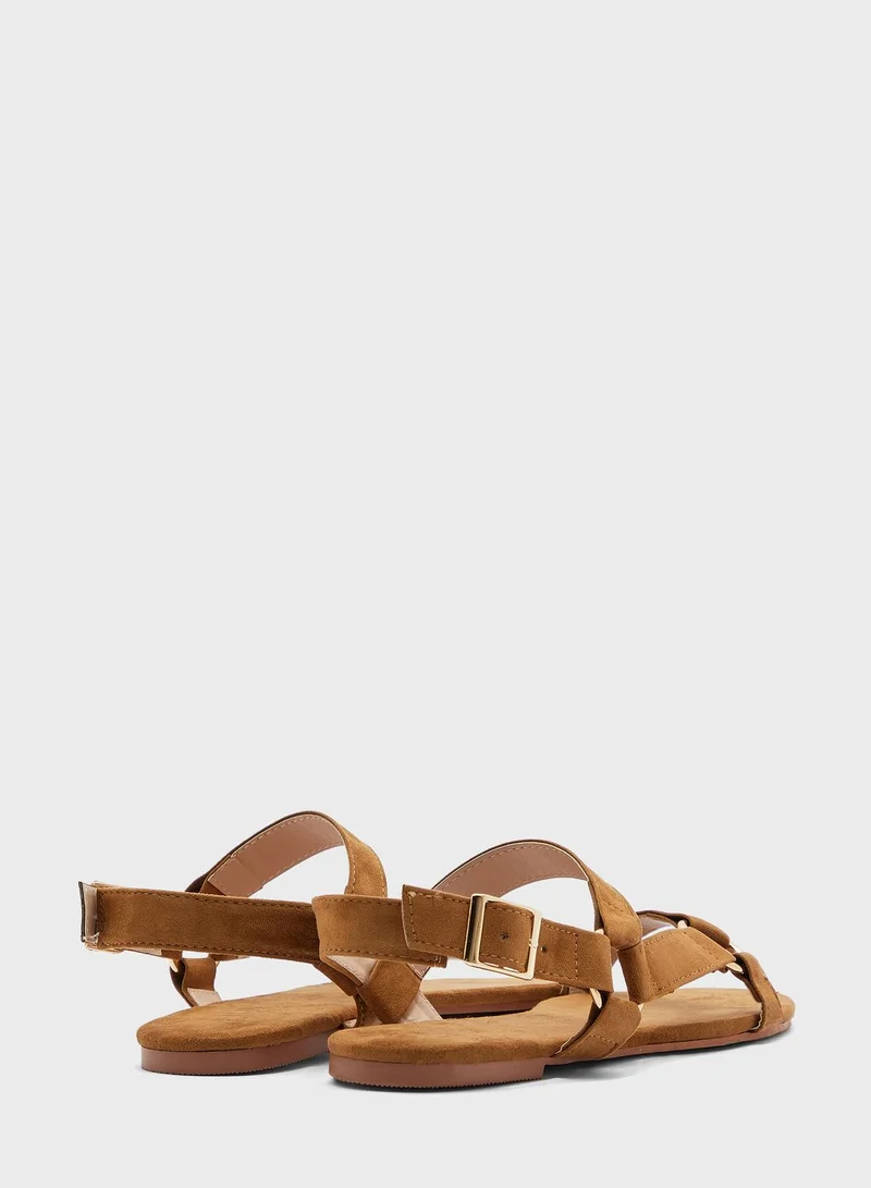 ELLA Sporty Flat Sandal With Circular Details