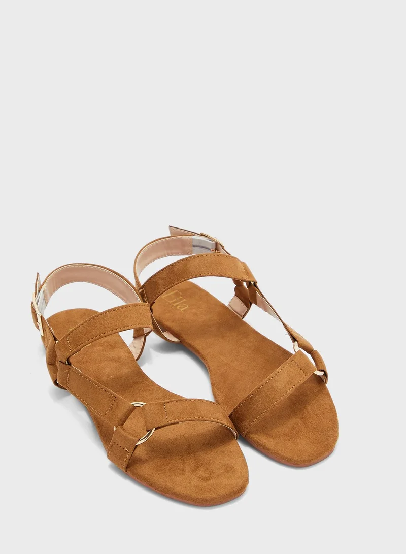 ELLA Sporty Flat Sandal With Circular Details