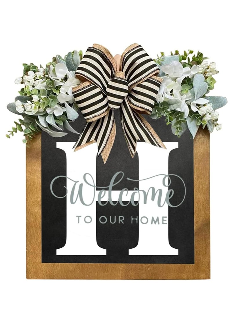 Y&D - Welcome Sign Creative Bowknot Letter Wreath In Front Of The Door Outdoor Decoration Props For The Courtyard 35x40CM - Image 1