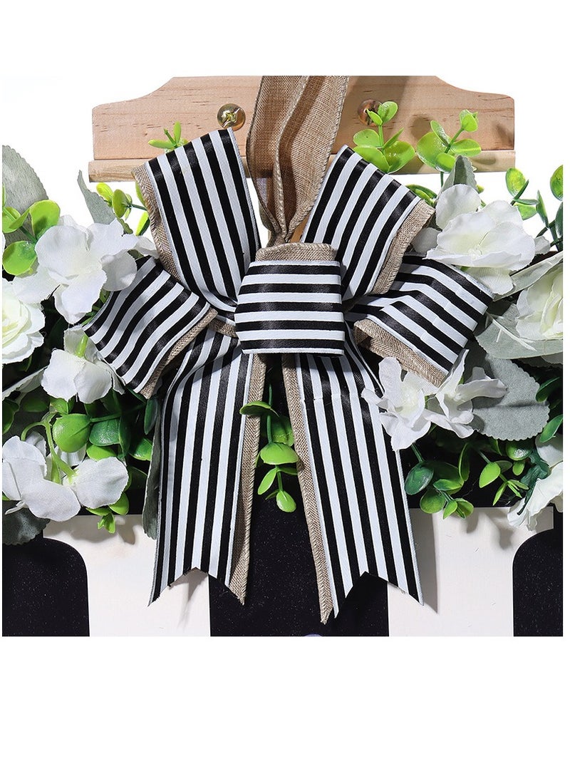 Y&D - Welcome Sign Creative Bowknot Letter Wreath In Front Of The Door Outdoor Decoration Props For The Courtyard 35x40CM - Image 1