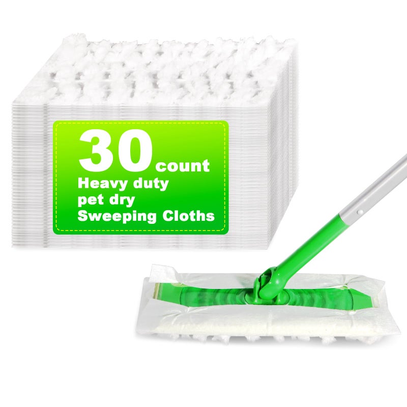 Vowanop Heavy Duty Dry Sweeping Cloths Pads for Swiffer Sweeper Mop, Disposable Microfiber Duster Mop Pads Refills for Cleaning Hardwood Floor Dust and Pet Hair, 30 Count - Image 1