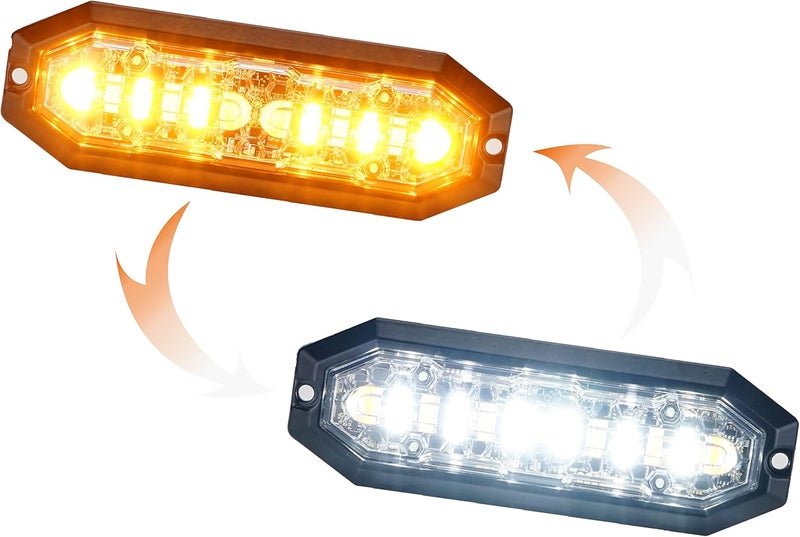 Unicorn Lighting UT01 Surface Mount Warning Emergency Strobe Grille Light Head [SAE class 1] [Dual Color] [IP68] for Police and Tow Truck Construction Vehicle Amber White - Image 1