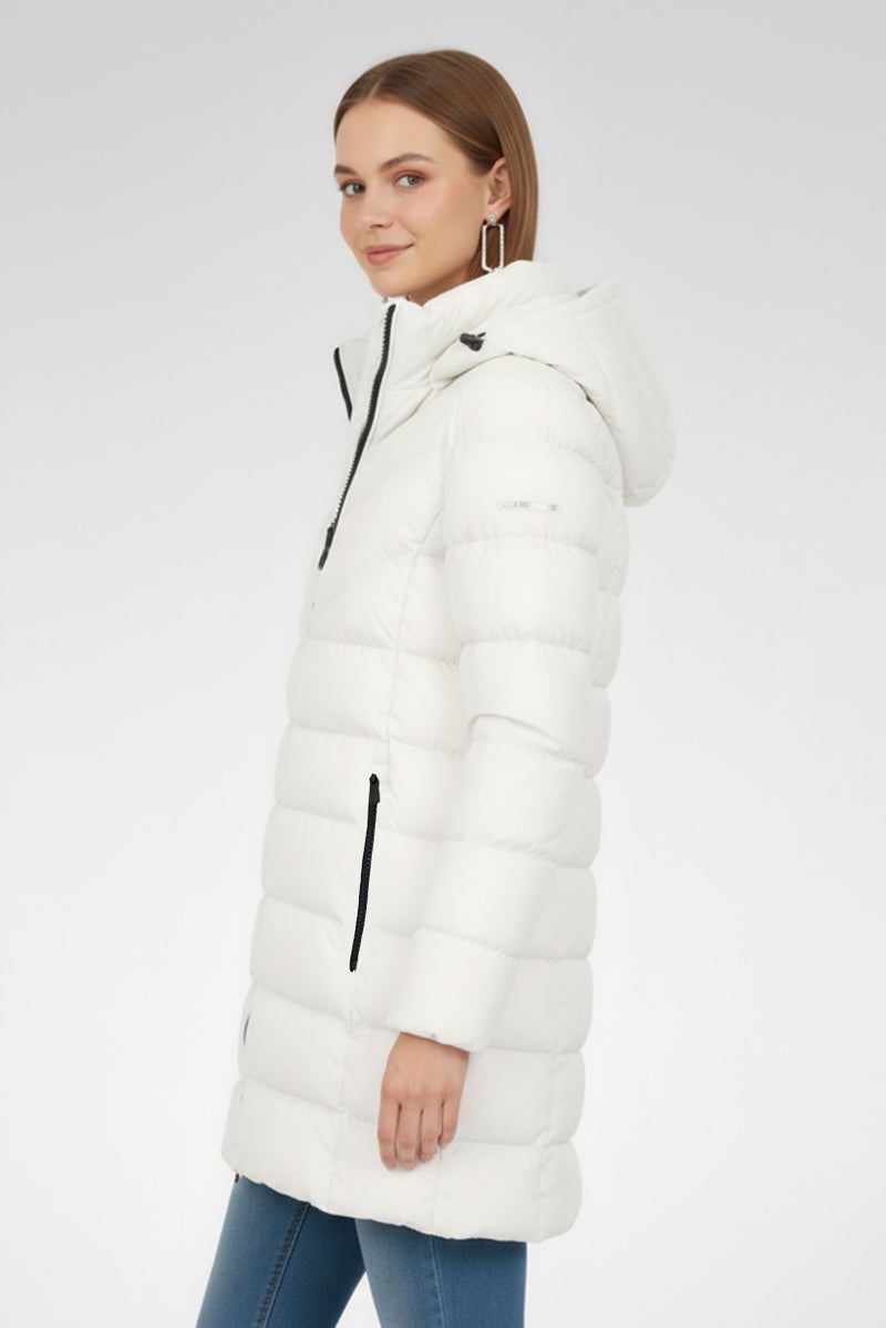 GEOX Women Quilted Long Sleeve Puffer Jacket, White - Image 3