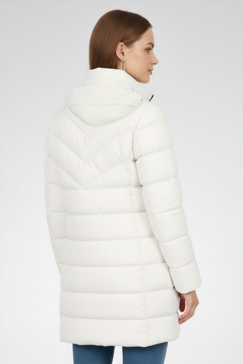 GEOX Women Quilted Long Sleeve Puffer Jacket, White - Image 4