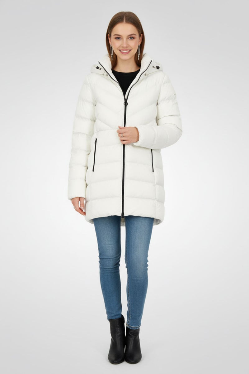 GEOX Women Quilted Long Sleeve Puffer Jacket, White - Image 2