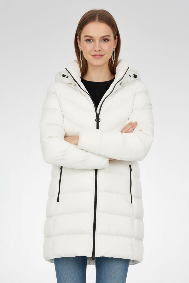 GEOX Women Quilted Long Sleeve Puffer Jacket, White - Image 1