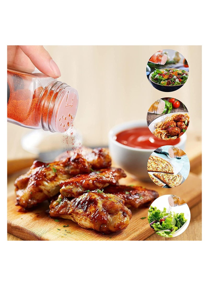 24 Pcs Glass Spice Jars with White Printed Spice Labels 4oz Empty Square Spice Bottles Shaker Lids and Airtight Metal Caps Silicone Collapsible Funnel - Image 4