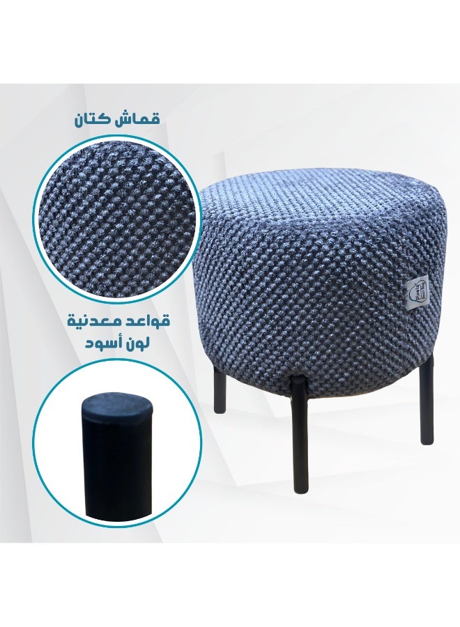 PixelsBeanBag Round Ottoman Linen Fabric by PixelsBeanBag with Metal Legs, for Living Room and Bedroom. - Image 3