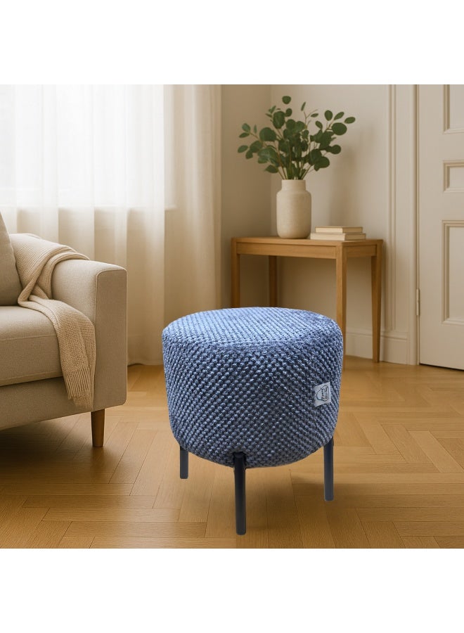 PixelsBeanBag Round Ottoman Linen Fabric by PixelsBeanBag with Metal Legs, for Living Room and Bedroom. - Image 1