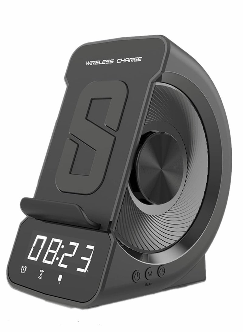 Y&D Bluetooth Speaker with Wireless Charger Stand Alarm Clock FM Radio HiFi Sound Quality Stereo and Wired Charging Simultaneously for iPhone Android Phone  - Image 1