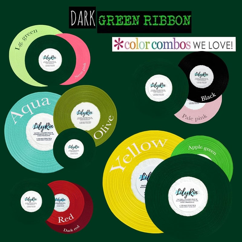 LilyRin Dark Green Ribbon 1/4 Inches 36 Yards Satin Roll Perfect for Scrapbooking, Art, Wedding, Wreath, Baby Shower, Packing Birthday, Wrapping Christmas Gifts - Image 5