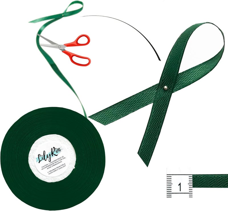 LilyRin Dark Green Ribbon 1/4 Inches 36 Yards Satin Roll Perfect for Scrapbooking, Art, Wedding, Wreath, Baby Shower, Packing Birthday, Wrapping Christmas Gifts - Image 4