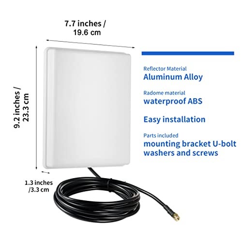 eifagur Outdoor 15dBi Dual Band WiFi 2.4GHz 5GHz 5.8GHz Long-Range Directional Panel Antenna with 10Ft Cable for WiFi Router Wireless Network Card Security IP Camera Video Surveillance Monitor, Eifagur - Image 2