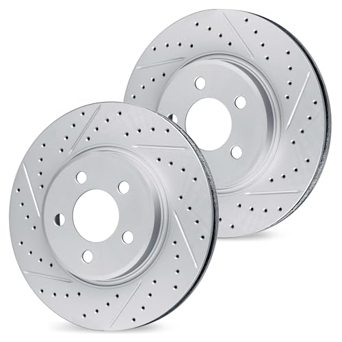 R1 Concepts Front Brake Rotor Kit |Brake Rotors| Brake Disc |Drilled and Slotted|fits 2011-2016 Buick LaCrosse, Regal; Chevrolet Malibu, Malibu Limited; Saab 44809 - Image 1
