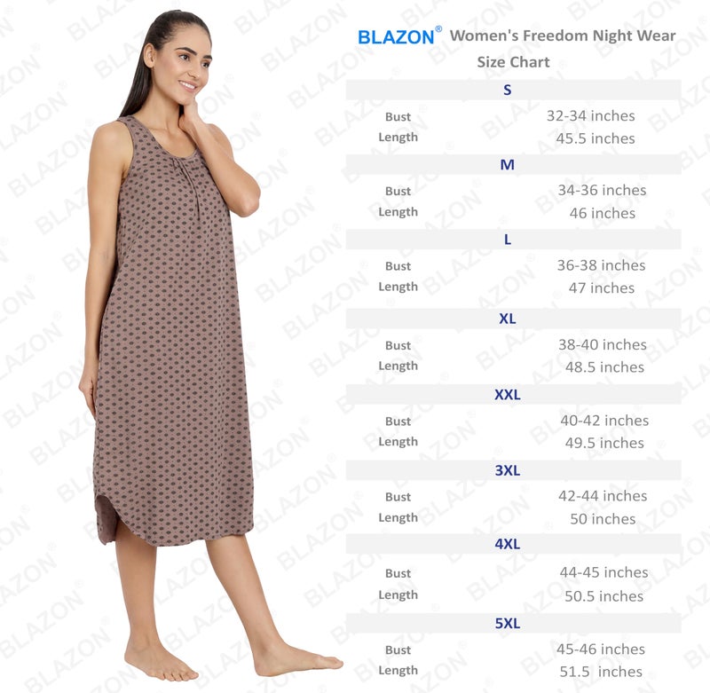 BLAZON Women's Cotton Hosiery Maxi Night Wear with Pockets (13010_BLZ_Allium_BGY_01_S_Brownish Grey_S) - Image 2