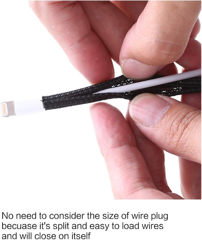 Alex Tech 25ft - 1/8 inch Cord Protector Wire Loom Tubing Cable Sleeve Split Sleeving For USB Cable Power Cord Audio Video Cable – Protect Cat From Chewing Cords - Black - Image 2