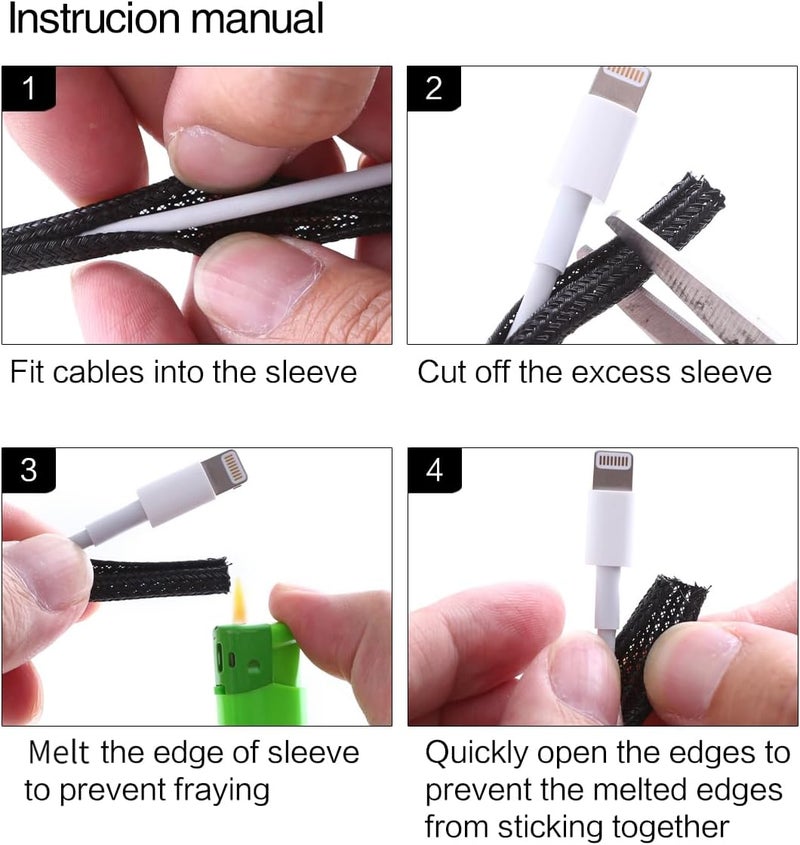 Alex Tech 25ft - 1/8 inch Cord Protector Wire Loom Tubing Cable Sleeve Split Sleeving For USB Cable Power Cord Audio Video Cable – Protect Cat From Chewing Cords - Black - Image 5