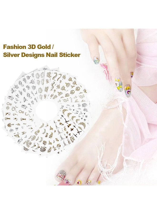 NIBEMINENT 30 Sheets Fashion 3D Designs Nail Sticker Multicolour - Image 3