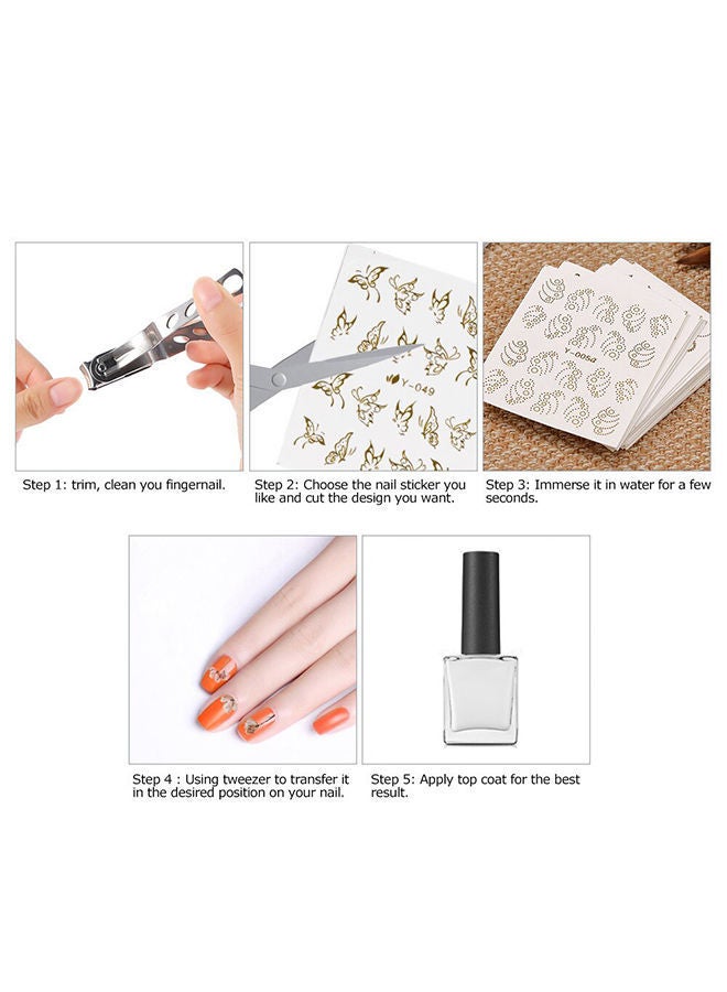 NIBEMINENT 30 Sheets Fashion 3D Designs Nail Sticker Multicolour - Image 2