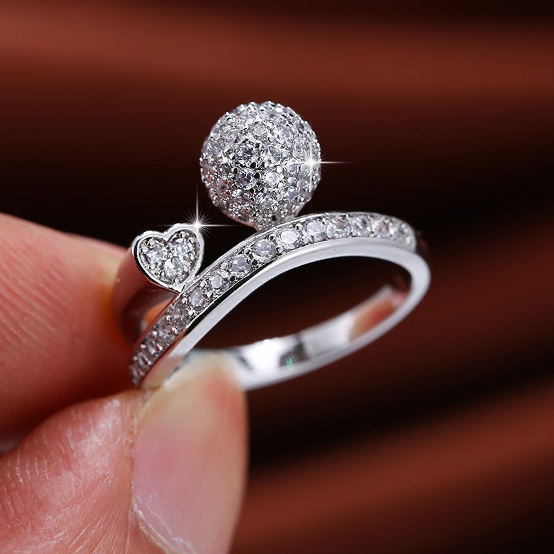 MY Heart-Shaped White Gold Plated Zircon Ring - Women's Fashion Jewelry - Image 3