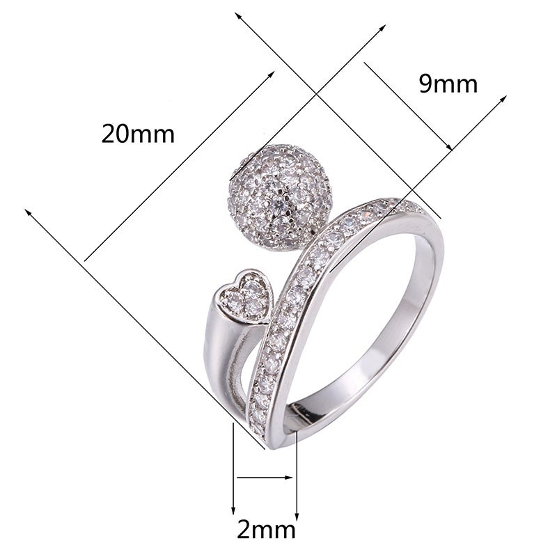MY Heart-Shaped White Gold Plated Zircon Ring - Women's Fashion Jewelry - Image 2