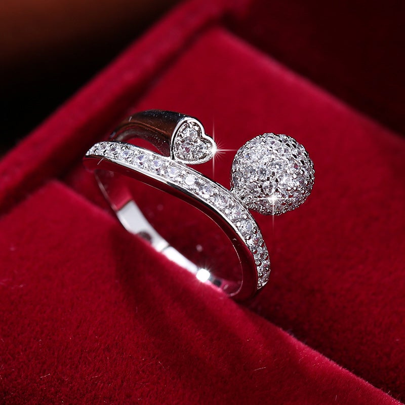 MY Heart-Shaped White Gold Plated Zircon Ring - Women's Fashion Jewelry - Image 1