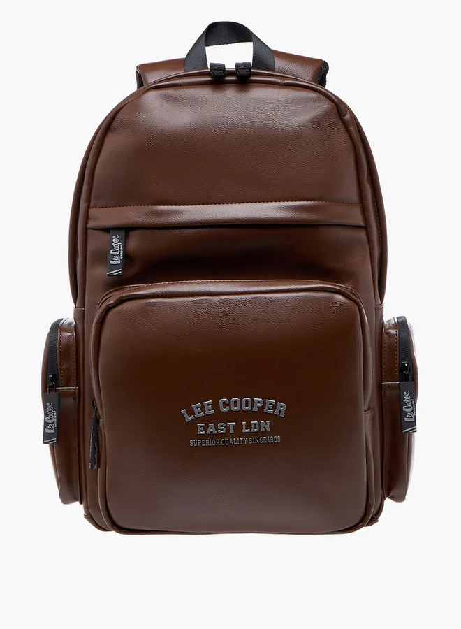 لي كوبر Men's Logo Detail Backpack with Adjustable Straps and Zip Closure - 32x45 cm