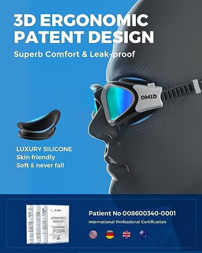 OMID Swim Goggles, P2 Polarized Swimming Goggles for Men Anti-fog Goggles Swimming for Adult Women - Image 3
