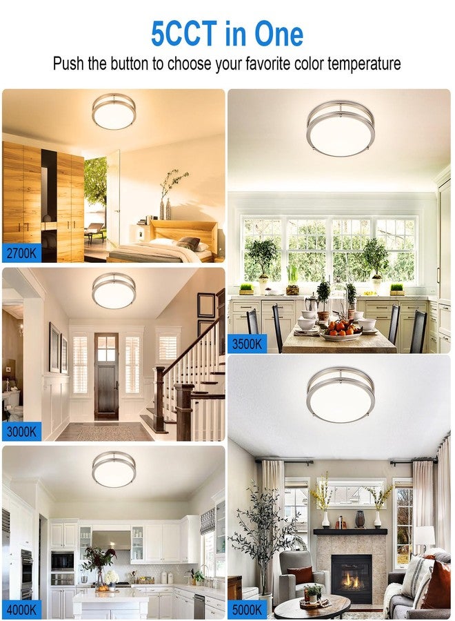 DINGLILIGHTING DLLT 2Pack Flush Mount LED Ceiling Light: 13 Inch 5CCT (3000K-6000K) & Dimmable Ceiling Light Fixtures for Bedroom Hallway - 24W Modern Brushed Nickel Super Bright Kitchen Lighting Fixtures Ceiling - Image 3