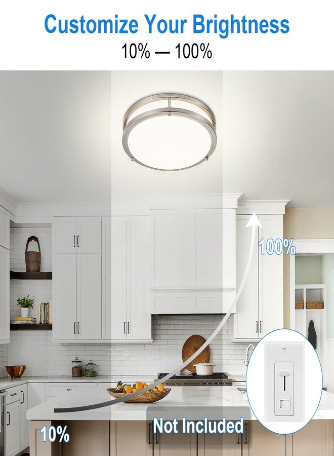 DINGLILIGHTING DLLT 2Pack Flush Mount LED Ceiling Light: 13 Inch 5CCT (3000K-6000K) & Dimmable Ceiling Light Fixtures for Bedroom Hallway - 24W Modern Brushed Nickel Super Bright Kitchen Lighting Fixtures Ceiling - Image 4