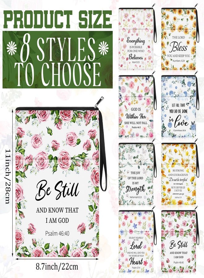 MotiMind 8 Pcs Bible Book Covers with Zipper for Christian Gifts 11 x 8.7 Inch Book Covers Gifts Bulk for Women Bookworm Christian Religious Church Bible Study - Image 2