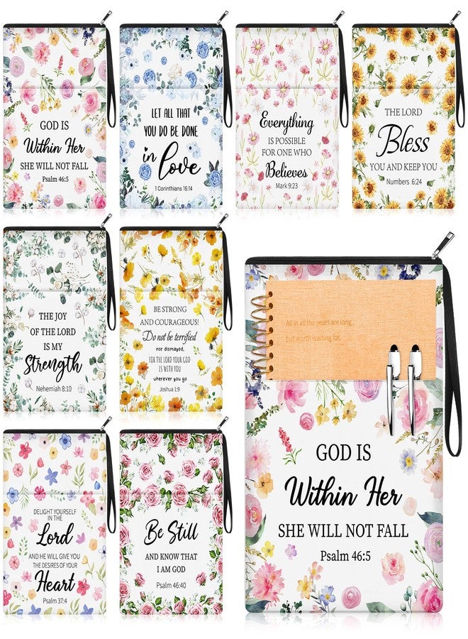 MotiMind 8 Pcs Bible Book Covers with Zipper for Christian Gifts 11 x 8.7 Inch Book Covers Gifts Bulk for Women Bookworm Christian Religious Church Bible Study - Image 1