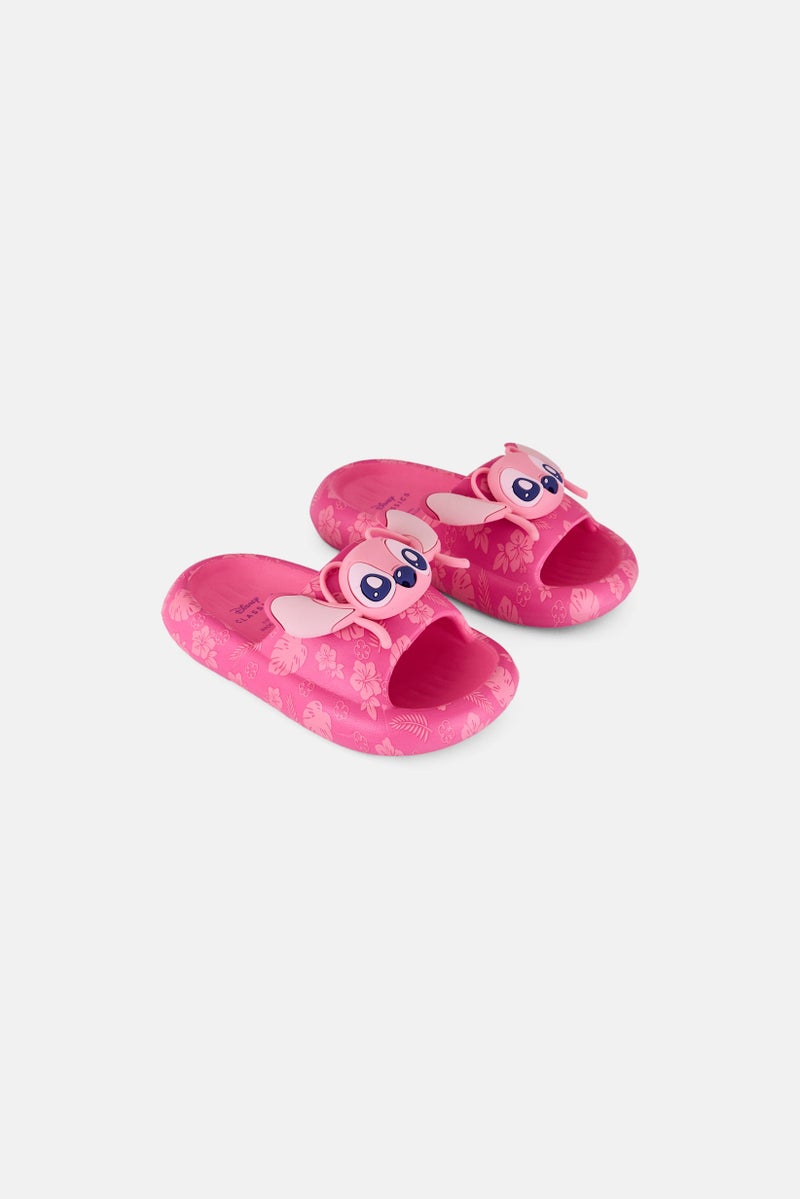 Disney Kids Girl Stitch Slip On Slipper, Pink - Image 1