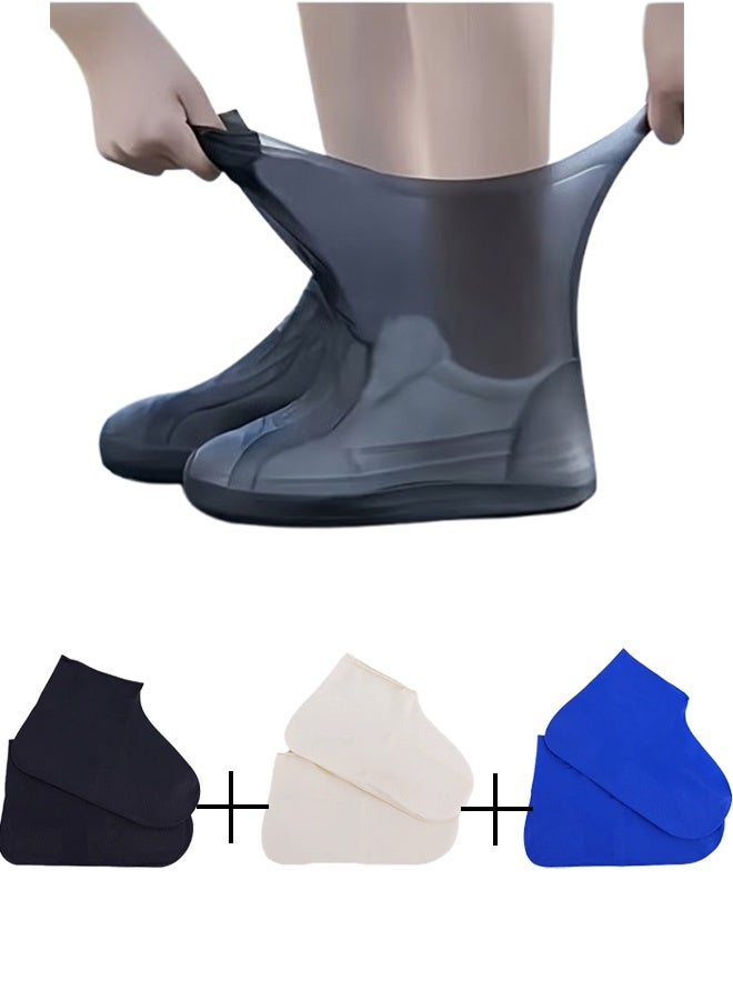 GMORO 3 Pairs Waterproof Shoe Covers, Non-Slip Water Resistant Overshoes Silicone Rain Shoe Cover Outdoor cycling Protectors apply to Men, Women - Image 1