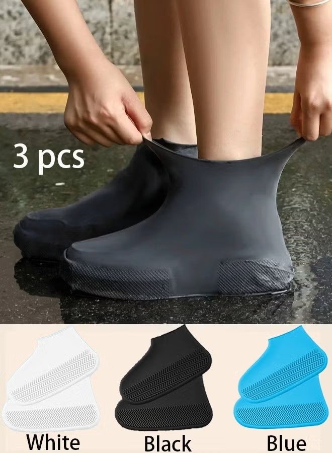 GMORO 3 Pairs Waterproof Shoe Covers, Non-Slip Water Resistant Overshoes Silicone Rain Shoe Cover Outdoor cycling Protectors apply to Men, Women - Image 1
