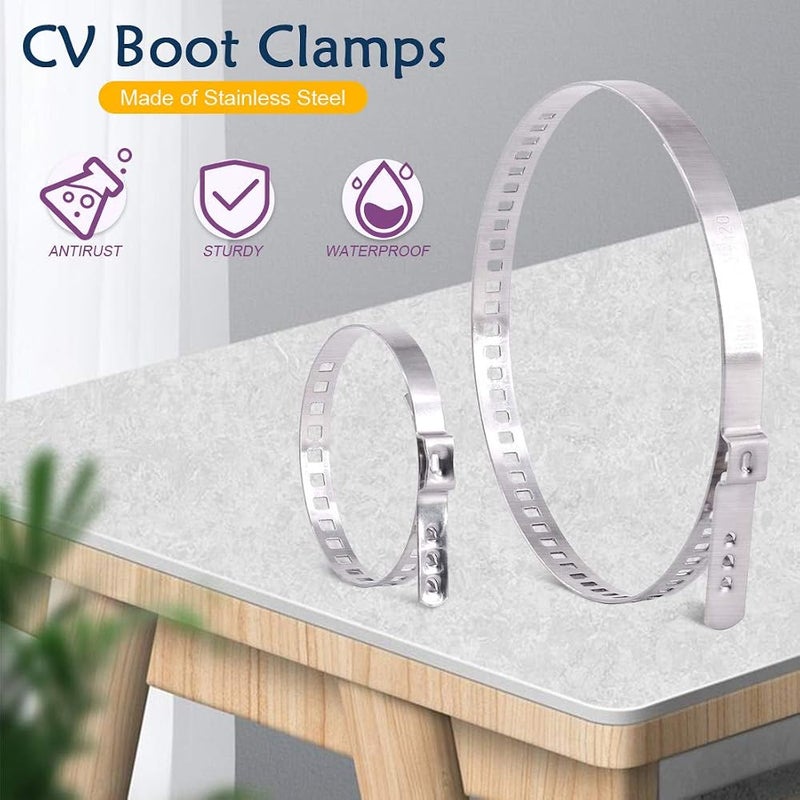 Swpeet 24Pcs CV Boot Clamp Assortment Kit, 12 Pairs Universa Small and Large Stainless Steel Universal Adjustable Stainless Steel Drive Shaft Joint Boot Crimp Clamp Kit for Most Cars - Image 3