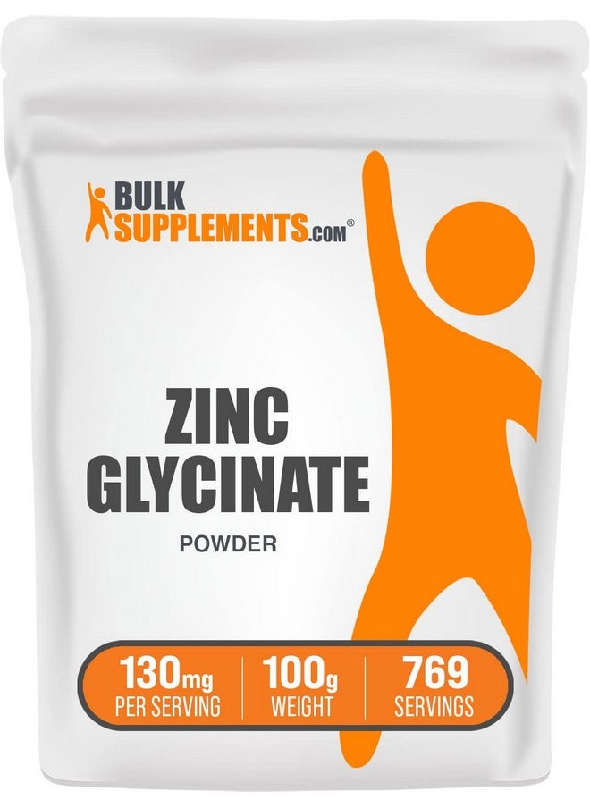 بالك سابلمنتس مسحوق غليسينات الزنك من BulkSupplements.com - مكمل الزنك، زنك 40 مجم، مكمل غليسينات الزنك لدعم المناعة - خالٍ من الجلوتين، 130 مجم لكل وجبة، 100 جرام (3.5 أونصة) (عبوة من قطعة واحدة)  - Image 1