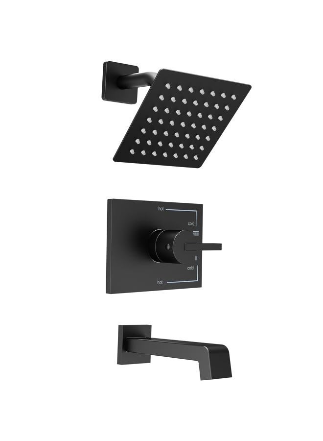 SOOOHOT Matte Black Shower Fixtures, Black Shower Faucet Set with 6 Inch Matte Black Shower Head and Tub Spout, Black Shower Head and Handle Set (Valve Included) - Image 1