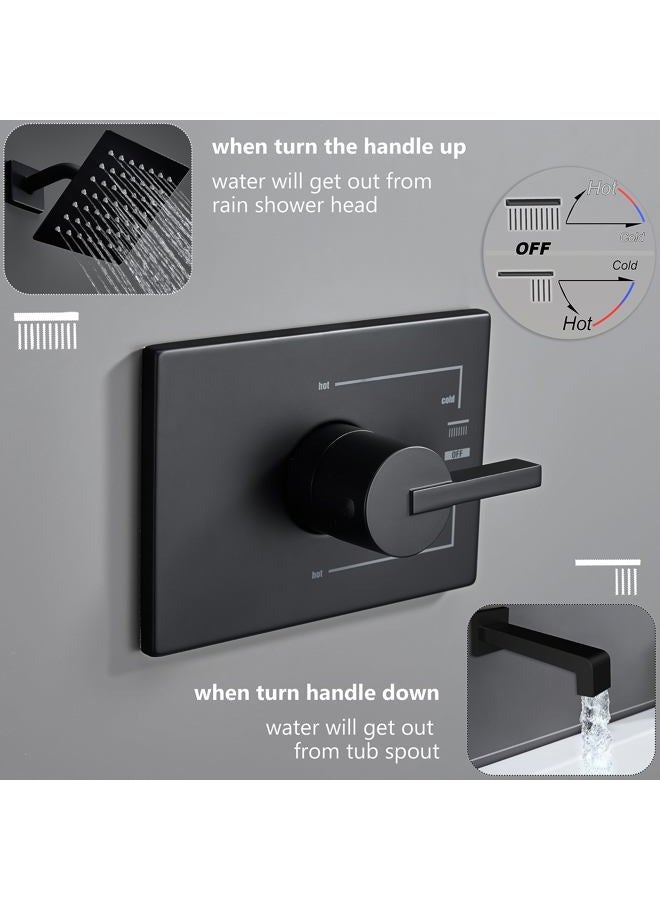 SOOOHOT Matte Black Shower Fixtures, Black Shower Faucet Set with 6 Inch Matte Black Shower Head and Tub Spout, Black Shower Head and Handle Set (Valve Included) - Image 3