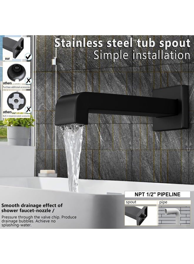 SOOOHOT Matte Black Shower Fixtures, Black Shower Faucet Set with 6 Inch Matte Black Shower Head and Tub Spout, Black Shower Head and Handle Set (Valve Included) - Image 4