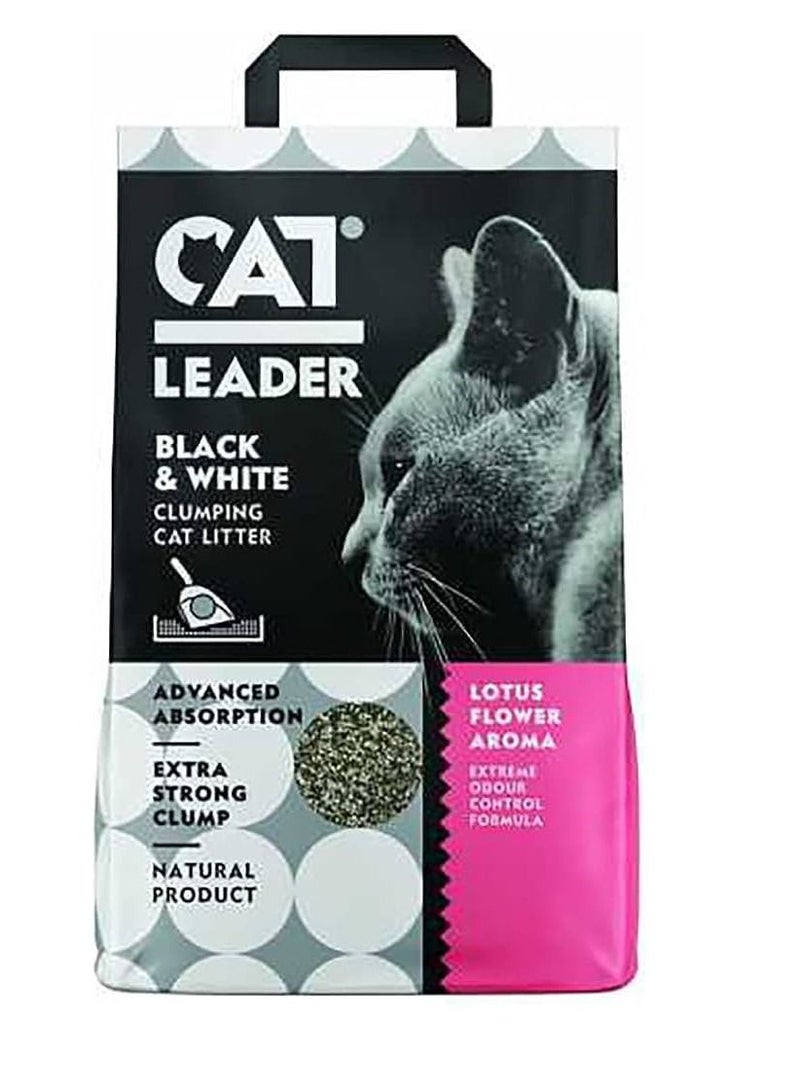 Cat Leader Geohellas Cat Leader Clumping Black And White OA Lotus Flower Scented Cat Litter 5Kg 