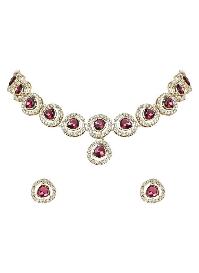 I Jewels I Jewels Gold Plated Traditional Stone Choker Necklace Jewellery With Earring Set For Women/Girls (IJ381Wi)  - Image 1