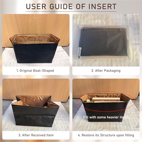 Doxo New DupontPaper Purse Organizer Insert Compatible with Longchamp Le Pliage L Handbag Insert, Lightweight Waterproof Le Pliage Large Organizer(Black&Brown, Large) - Image 2
