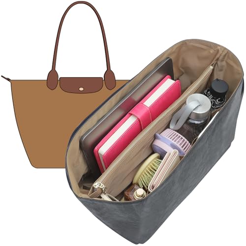 Doxo New DupontPaper Purse Organizer Insert Compatible with Longchamp Le Pliage L Handbag Insert, Lightweight Waterproof Le Pliage Large Organizer(Black&Brown, Large) - Image 1