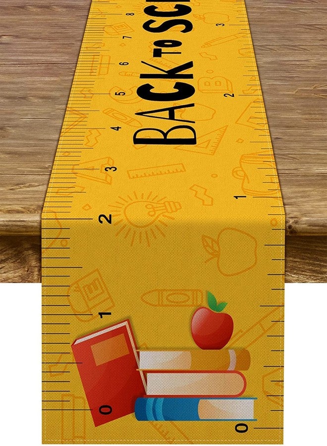 Pudodo Back to School Table Runner Apple Ruler First Day of School Kids Students Classroom Party Dinning Room Home Decoration (13" x 90") - Image 1