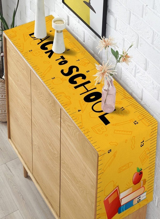 Pudodo Back to School Table Runner Apple Ruler First Day of School Kids Students Classroom Party Dinning Room Home Decoration (13" x 90") - Image 3