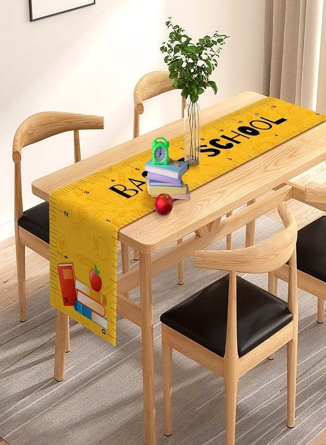 Pudodo Back to School Table Runner Apple Ruler First Day of School Kids Students Classroom Party Dinning Room Home Decoration (13" x 90") - Image 2