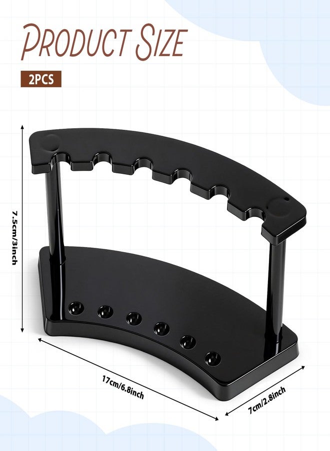 Xelsluthe 2 Pieces Pen Display Stand, Fountain Pen Holder, 6-Slot Pens Display Rack Organizer for Makeup Brush, Eyebrow Pencil, Office, Home, And Store, Black - Image 2